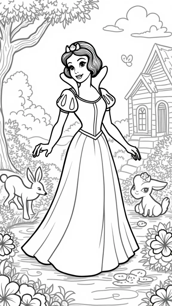 coloriage de la princesse neige blanc